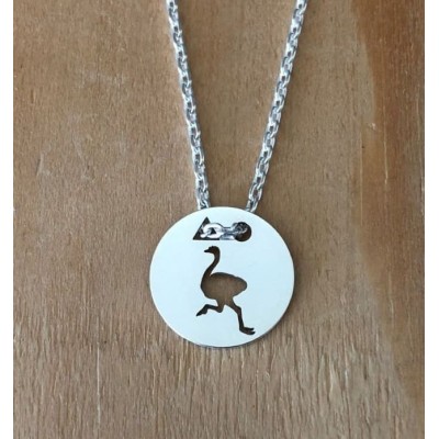Collier femme argent, créateur CabaneTchanque, Pendentif Autruche
